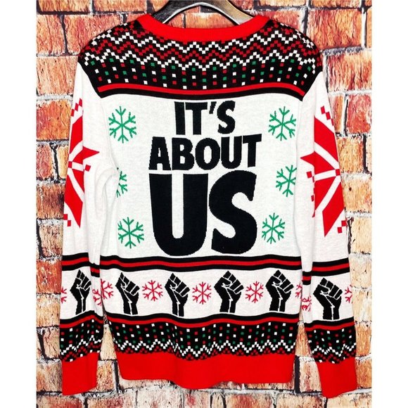 NWT Black Voters Matter Men's Small Ugly Christmas Festive Crew Neck Sweater BLM - Picture 2 of 3